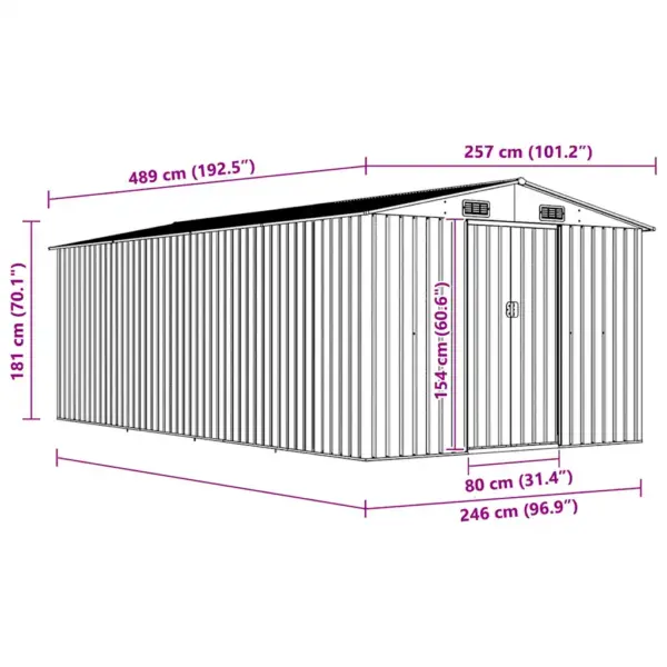 Tsingitud terasest aiakuur topelt lükanduksega, pruun, 257 x 489 x 181 cm – 9