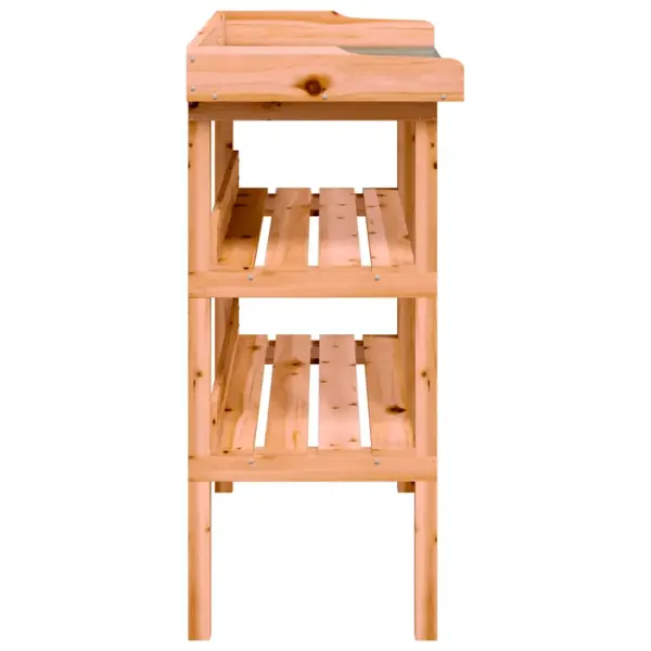 Riiulitega taimelaud tsingitud tööpinnaga, pruun nulupuidust, 78 x 38 x 82,5 cm – 5
