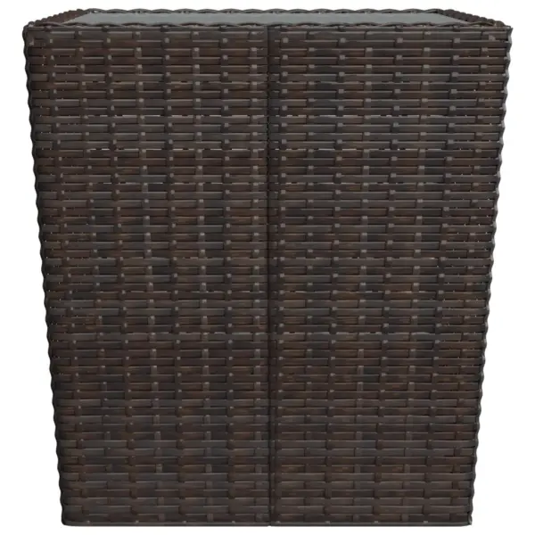 3-osaline pruunist polürotangist bistrookomplekt karastatud klaasist lauaga, kreemjasvalged istmepadjad – 11