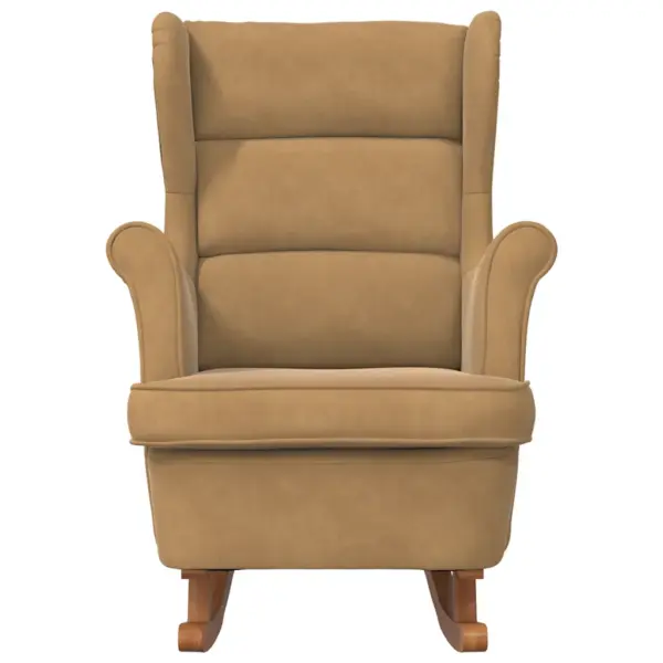 Kiiktool kõrge seljatoega, pruun samet, kautšukipuidust jalad, 74 x 90 x 102 cm – 4