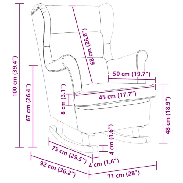 Kiiktool kõrge seljatoega, pruun samet, kautšukipuidust jalad, 74 x 90 x 102 cm – 9