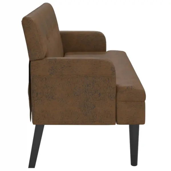 Pruun seljatoega pink käetugedega, kunstseemisnahk, 112 x 65,5 x 75 cm – 4