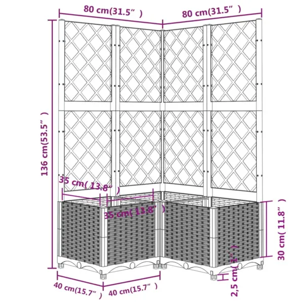 Pruun võreseinaga taimekast, PP, 80 x 80 x 136 cm - 8