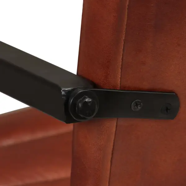 Pruunid ehtsast nahast söögitoolid käetugedega, 2 tk, terasraamiga, 51 x 56 x 91 cm – 9