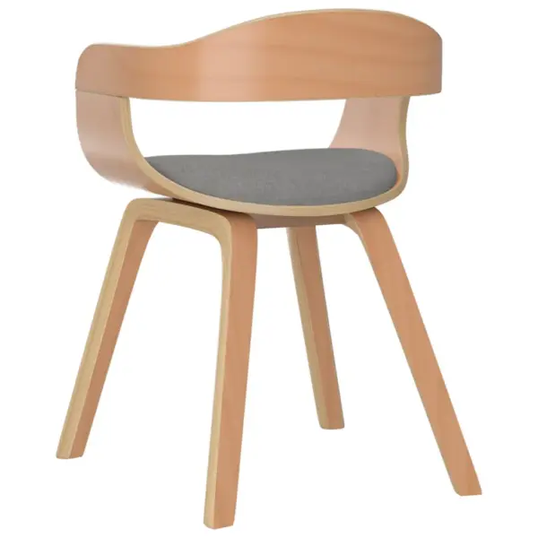 Käetugedega söögitool, pruunikashall kangas ja naturaalne painutatud puit, 49 x 51 x 70 cm – 5