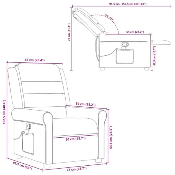 Vibratsioonmassaažiga lamamistool küljetasku ja käsijuhtimisega, pruunikashall kangas, 6-punktiline ilma soojenduseta massaaž, 73 x 91,5 x 102,5 cm – 13