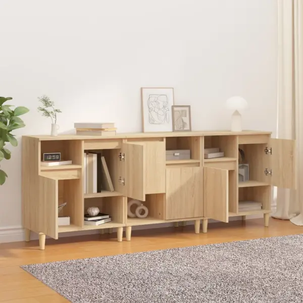 Puhvetkapid 3 tk, Sonoma tamm, tehispuit ja eukalüptipuit, 60 x 35 x 70 cm – 3