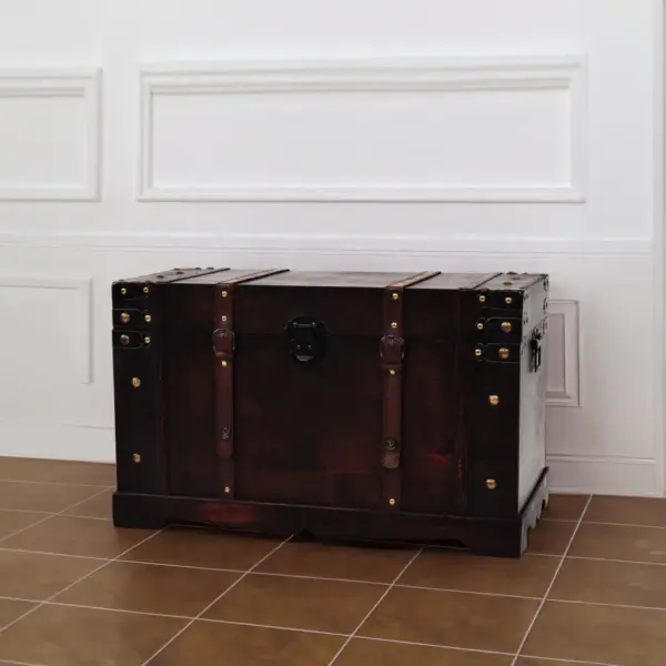 Vanaaegse välimusega puidust aardelaegas hoiukirst, pruun, 66 x 38 x 40 cm – 8