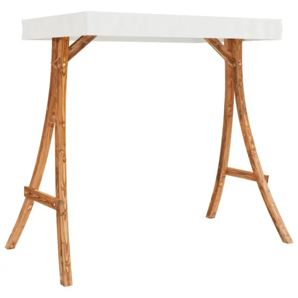 Aiakiigeraam kreemja katusega, tiikpuu viimistlusega painutatud puit, 175 x 101 x 161,5 cm – 2