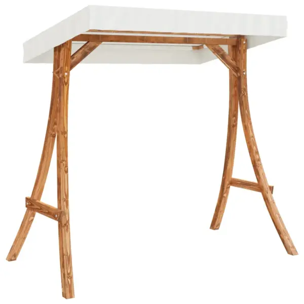 Aiakiigeraam kreemja katusega, tiikpuu viimistlusega painutatud puit, 175 x 101 x 161,5 cm – 3