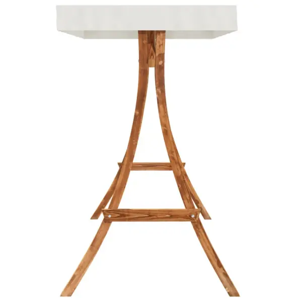 Aiakiigeraam kreemja katusega, tiikpuu viimistlusega painutatud puit, 175 x 101 x 161,5 cm – 5