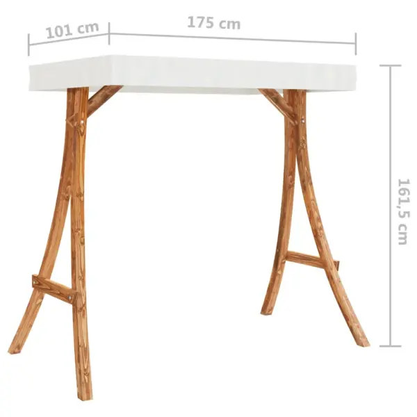 Aiakiigeraam kreemja katusega, tiikpuu viimistlusega painutatud puit, 175 x 101 x 161,5 cm – 6