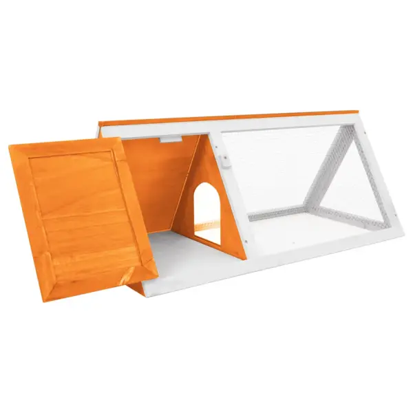 Puidust jänesepuur vastupidava võrguga, pruun, 98 x 50 x 41 cm – 4