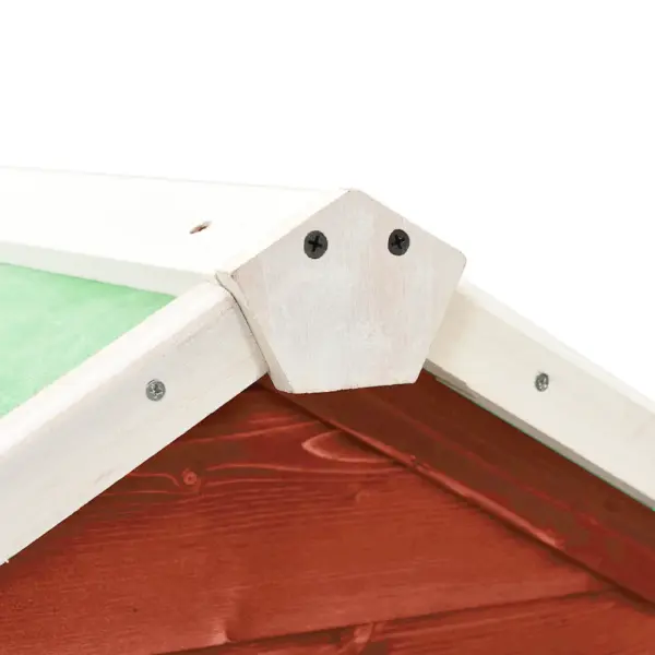 Kahekorruseline kuusepuidust küülikupuur libisemiskindla kaldteega, punane-valge, 140 x 63 x 120 cm – 8