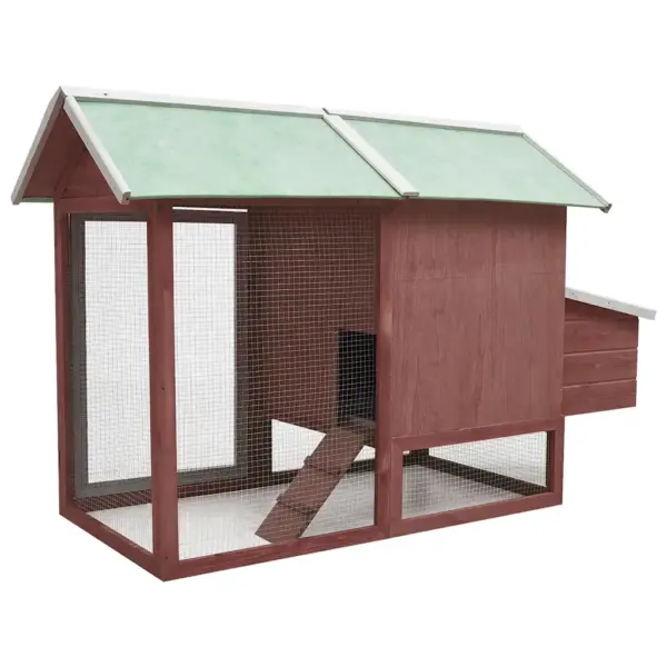 Männi- ja kuusepuidust kanakuut kaldtee ja munakastiga, kohvipruun/roheline, 170 x 81 x 110 cm – 4