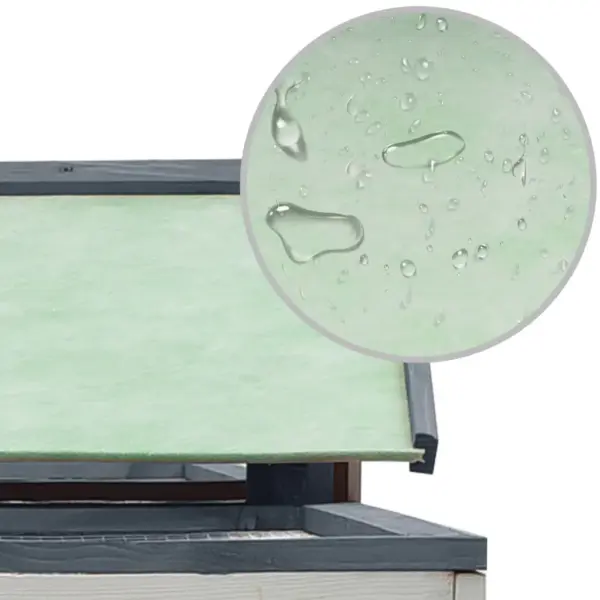 Ruumikas puidust küülikupuur aedikuga, hall-valge, 310 x 70 x 87 cm – 5