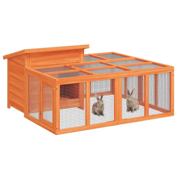 Küülikupuur välitingimustesse, männipuit ja vineer, pruun/roheline, 144 x 123 x 67,5 cm – 5