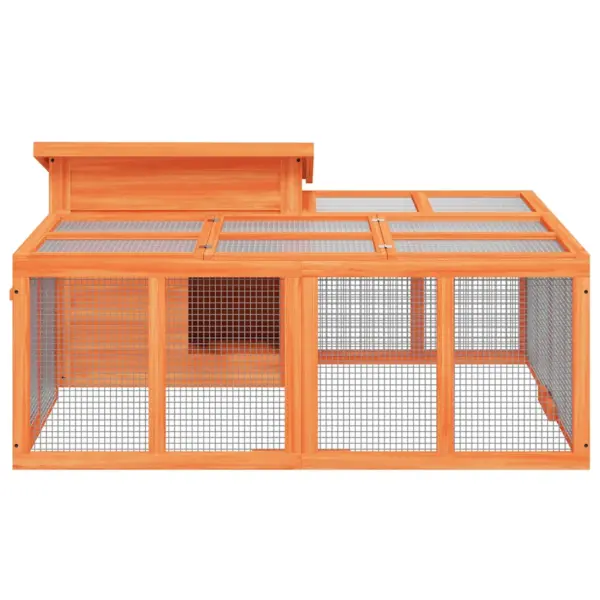 Küülikupuur välitingimustesse, männipuit ja vineer, pruun/roheline, 144 x 123 x 67,5 cm – 6