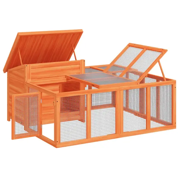 Küülikupuur välitingimustesse, männipuit ja vineer, pruun/roheline, 144 x 123 x 67,5 cm – 7