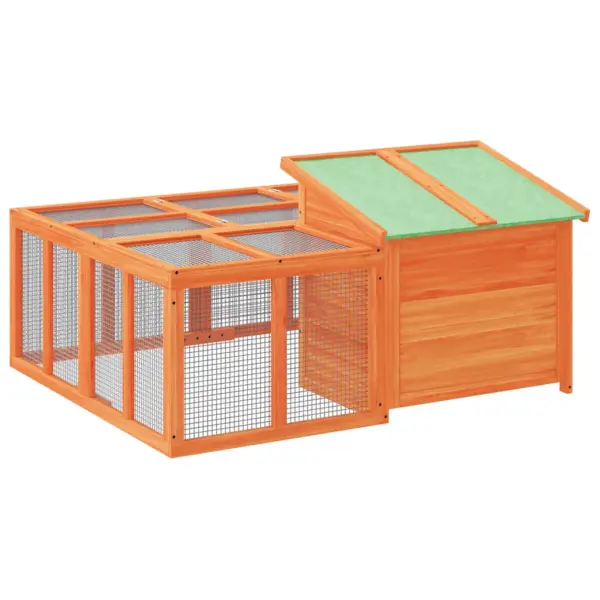 Küülikupuur välitingimustesse, männipuit ja vineer, pruun/roheline, 144 x 123 x 67,5 cm – 9