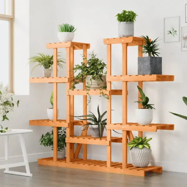 Mitmetasandiline lillealus nulupuidust, pruun, 110 x 25 x 110,5 cm – 3