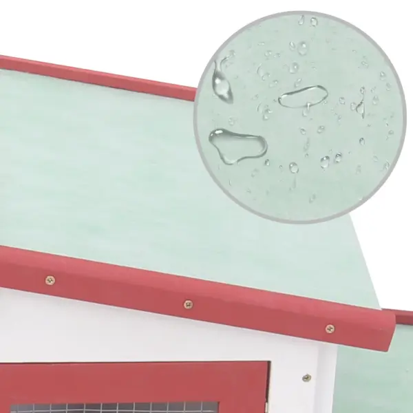 Puidust kahekorruseline õue küülikupuur väikeloomadele, valge-punane, 201 x 45 x 85 cm – 7