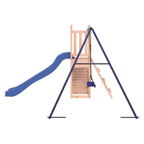 Ebatsuugapuidust õue mänguväljak mängutorni, kiige ja lainelise liumäega – 5
