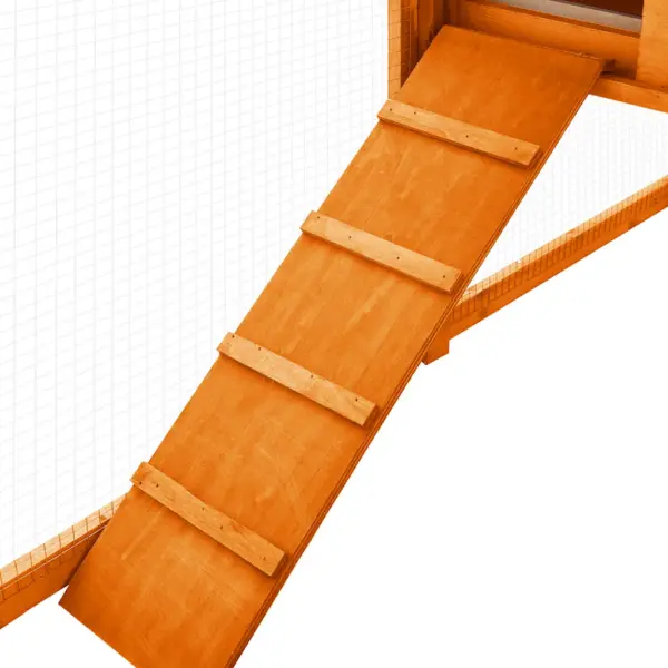 Õues kasutamiseks mõeldud küülikupuur suure jooksualaga, pruun kuusepuit, 250 x 192 x 105 cm – 6