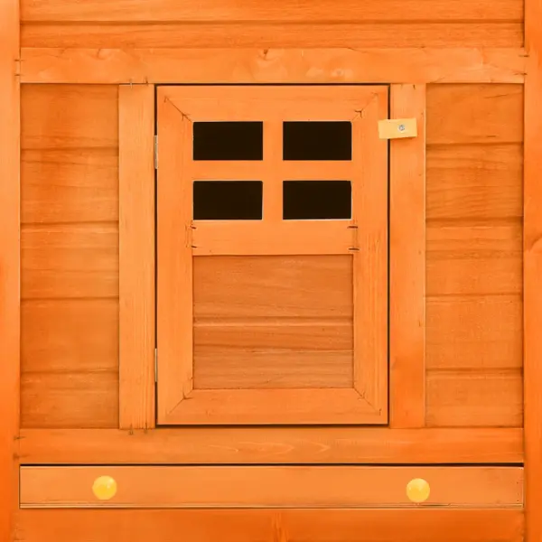 Õues kasutamiseks mõeldud küülikupuur suure jooksualaga, pruun kuusepuit, 250 x 192 x 105 cm – 7