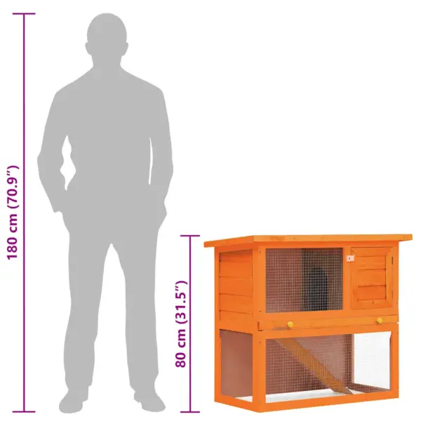 Õueküülikupuur kaldteega, männipuit, pruun, 90 x 45 x 80 cm – 10