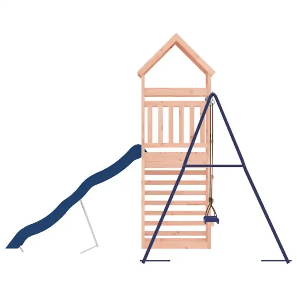 Puidust õuemänguväljak mängutorniga, liumäe ja kiigega, ebatsuuga puit, sinine, 245 x 335 x 264 cm – 6