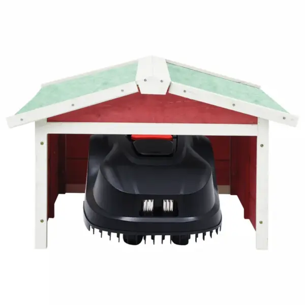 Robotniiduki garaaž, kuusepuit, punane-valge, 72 x 87 x 50 cm – 3