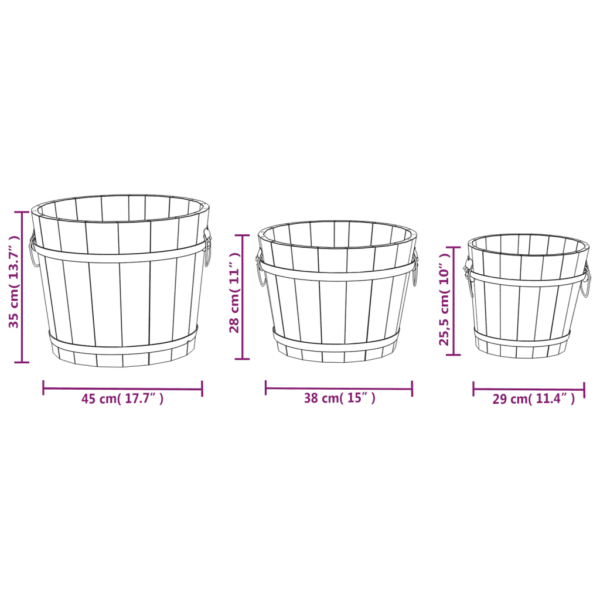 3-osaline nulupuidust taimeämbrite komplekt metallkäepidemetega, pruun – 6