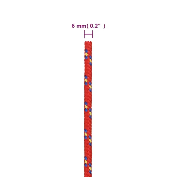Punutud polüpropüleenist paadiköis, punane, 6 mm, 250 m – 6