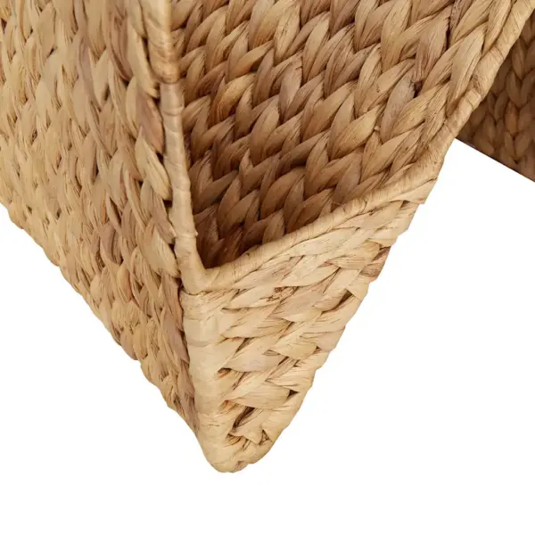 Punutud ajakirjahoidja vesihüatsindist, lainelise kujuga, pruun, 31 x 31 x 31 cm – 7