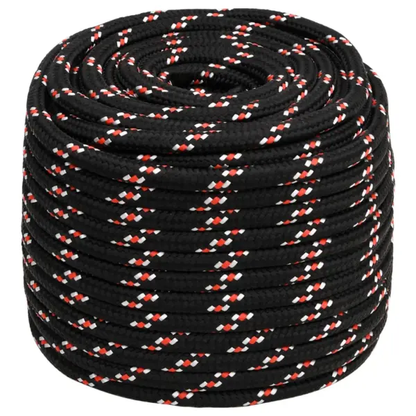 Punutud polüpropüleenist paadiköis, must, 16 mm, 25 m – 2