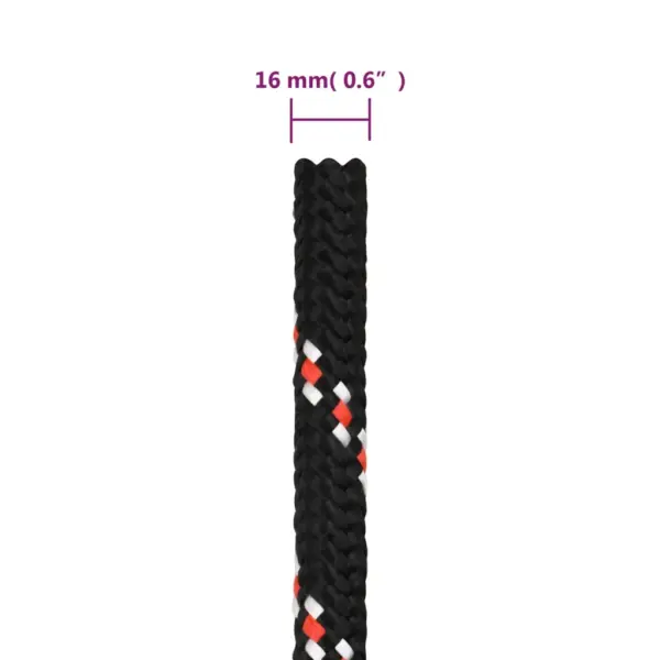 Punutud polüpropüleenist paadiköis, must, 16 mm, 25 m – 6