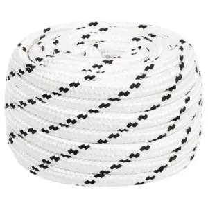 Punutud polüester paadiköis, valge, 18 mm x 25 m