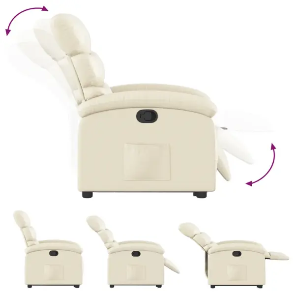 Püstitõusmist toetav elektriline tugitool lamamisfunktsiooniga, kreemjas kunstnahk – 7