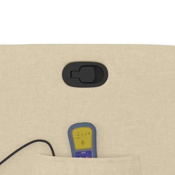 Püstitõusmist toetav massaažitool 6-punkti vibratsiooniga, kreemjasvalge kangas – 12