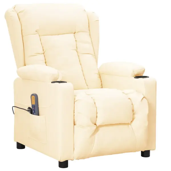 Püstitõusmist toetav elektriline massaažitool 6-punkti vibratsiooniga, kreemjas kunstnahk – 2