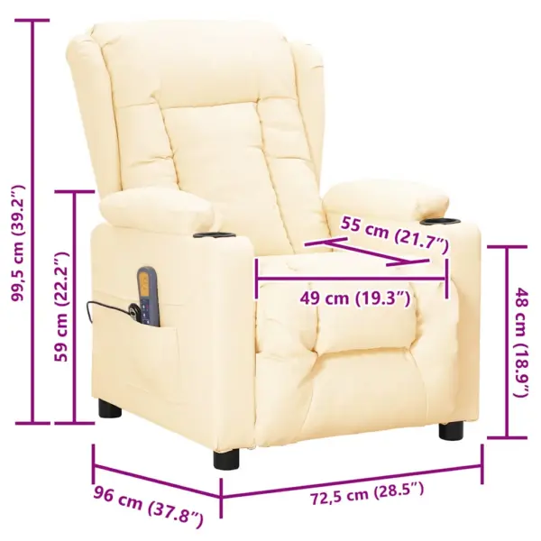 Püstitõusmist toetav elektriline massaažitool 6-punkti vibratsiooniga, kreemjas kunstnahk – 13