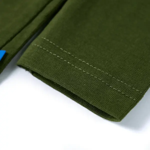 Pikkade varrukatega puuvillane lastesärk kiivri trükiga, tume khaki, suurus 116 – 5