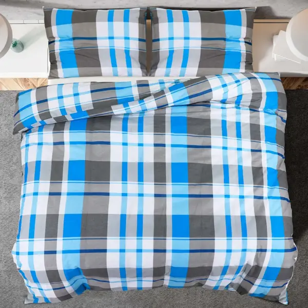 100% puuvillane voodipesukomplekt, sinine ja hall, tekikott 260 x 240 cm – 5