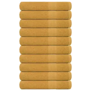 Puuvillased rätikud FROGN, 10 tk, kuldne, 100 x 200 cm, 360 g/m²