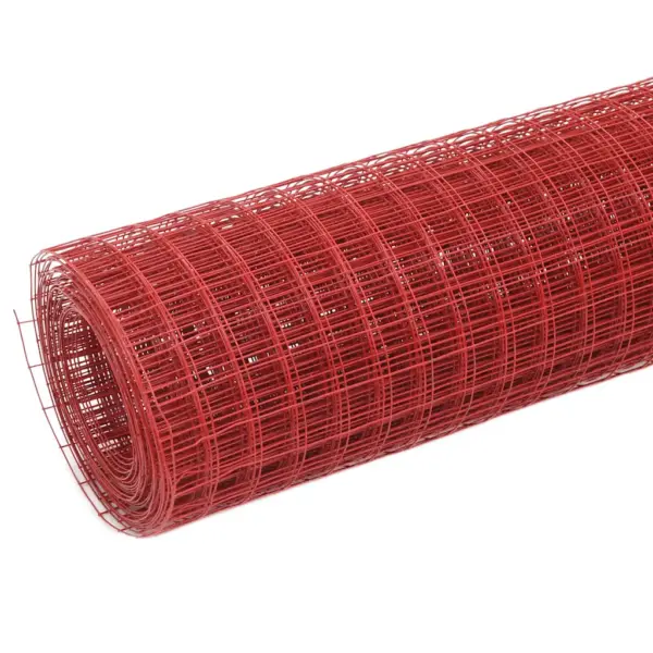 PVC-kattega kanatraatvõrk, teras, punane, 10 x 1 m, võrgusilm 12 x 12 mm - 2
