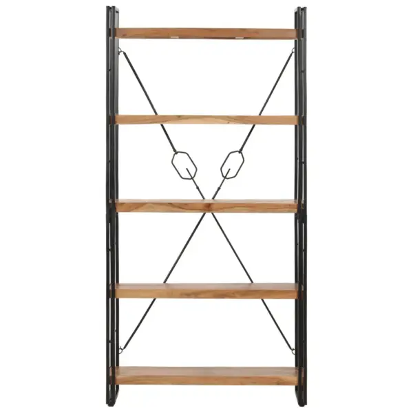 Industriaalstiilis raamaturiiul 5 riiuliga, akaatsiapuit ja teras, 90 x 30 x 180 cm – 2