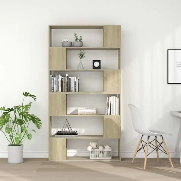 Raamaturiiulid ja ruumijagajad, 2 tk, sonoma tamme tooni tehispuit, 100 x 24 x 188 cm – 3