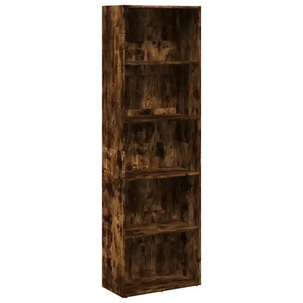 Raamaturiiul avatud riiulitega, suitsutatud tamme tooni tehispuit, 60 x 30 x 189 cm – 2