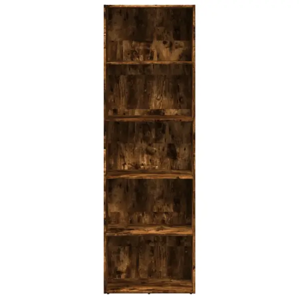 Raamaturiiul avatud riiulitega, suitsutatud tamme tooni tehispuit, 60 x 30 x 189 cm – 4